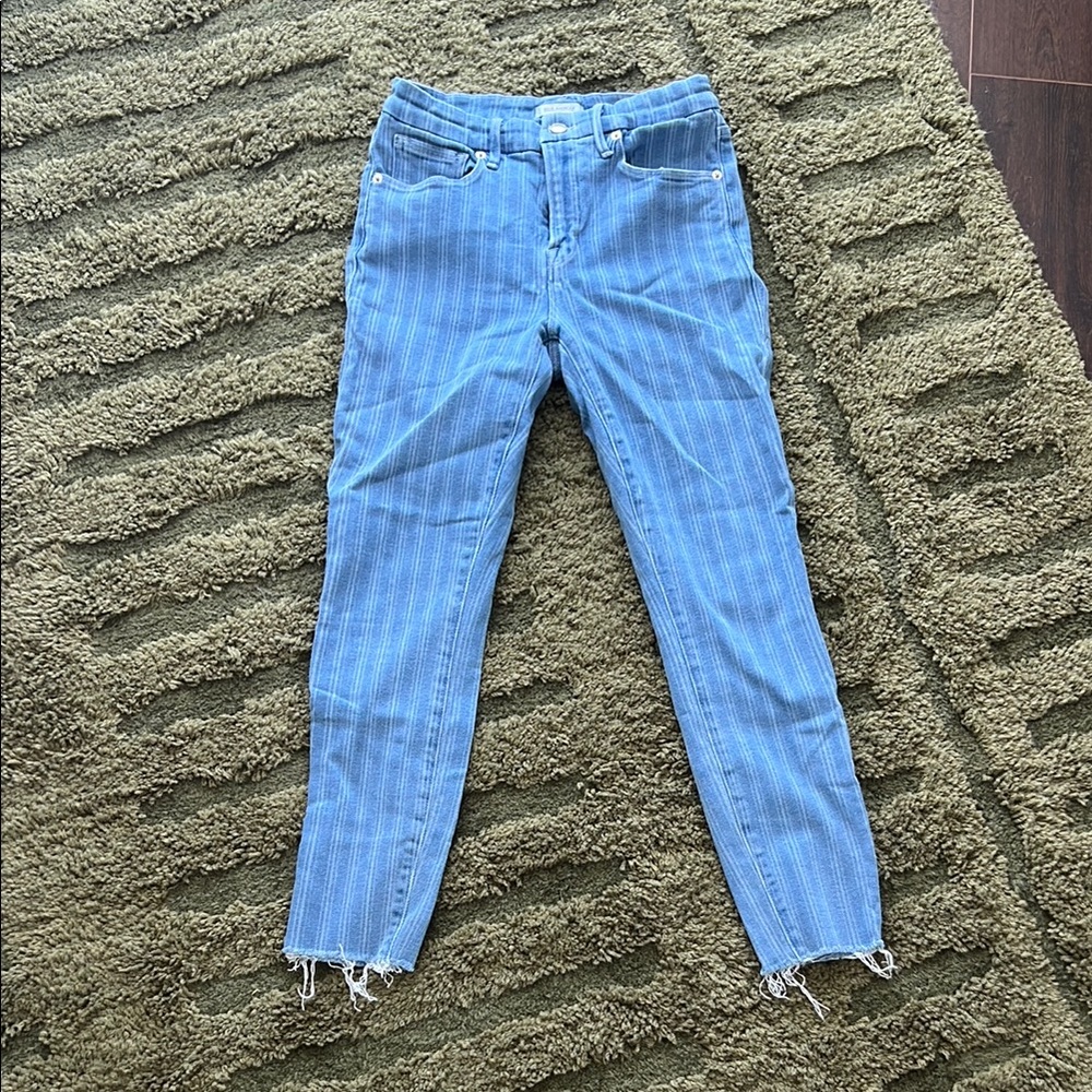 Good American skinny Blue Striped Jeans